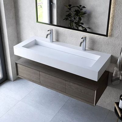 Cristalstone Linea Ideal umywalka 120x45 cm ścienna prostokątna biały U1200-MOLC