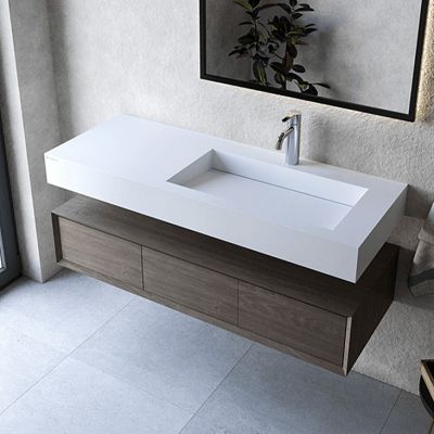 Cristalstone Linea Ideal umywalka 120x45 cm ścienna prostokątna biały U1200-MBPOLC