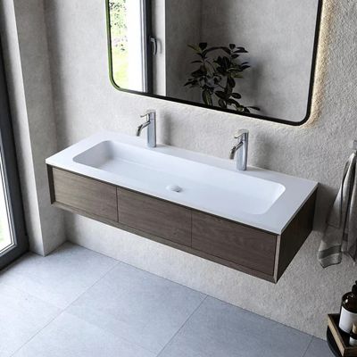 Cristalstone Linea Simpla umywalka 120x45 cm wpuszczana prostokątna biały U1200-MOT/CR