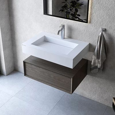 Cristalstone Linea Ideal umywalka 70x45 cm prostokątna ścienna biała U700-MCOLC