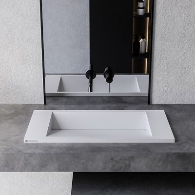 Cristalstone Linea Diago umywalka 70x30 cm prostokątna wpuszczana biała U700-MCOLCW/CR