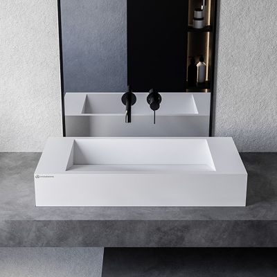 Cristalstone Linea Diago umywalka 70x30 cm prostokątna nablatowa biała U700-MCOLCW