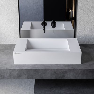 Cristalstone Linea Diago umywalka 60x30 cm prostokątna nablatowa biała U600-MCOLCW