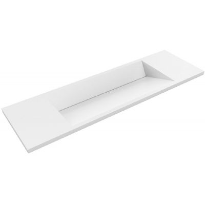 Cristalstone Linea Diago umywalka 100x30 cm prostokątna wpuszczana-z blatem biała U1000-MCOLCW/CR