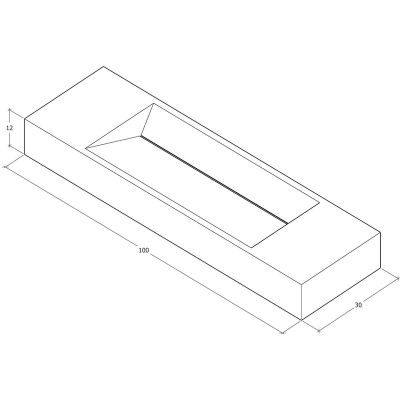 Cristalstone Linea Diago umywalka 100x30 cm prostokątna nablatowa-z blatem biała U1000-MCOLCW