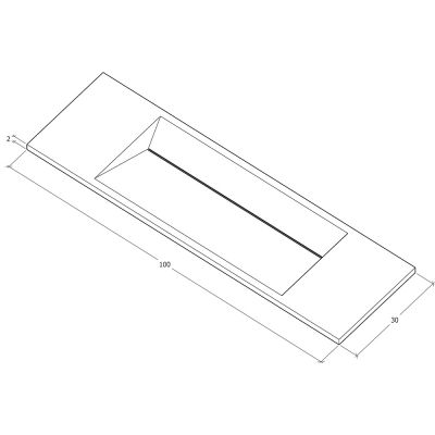 Cristalstone Linea Diago umywalka 100x30 cm prostokątna wpuszczana-z blatem biała U1000-MCOLCW/CR