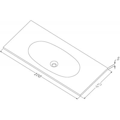 Cristalstone Armonico umywalka 100x45 cm prostokątna wpuszczana-z blatem biała U1000-MCOTG