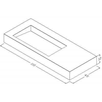 Cristalstone Linea Ideal umywalka 110x45 cm ścienna prostokątna biały U1100-MBLOLC/BO