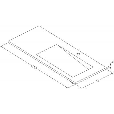 Cristalstone Linea Ideal umywalka 110x45 cm wpuszczana prostokątna biały U1100-MBPOLB/CR