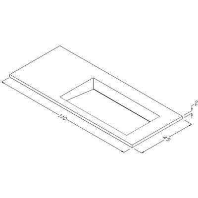 Cristalstone Linea Ideal umywalka 110x45 cm wpuszczana prostokątna biały U1100-MBPOLC/CR/BO