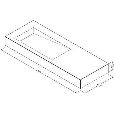 Cristalstone Linea Ideal umywalka 120x45 cm ścienna prostokątna biały U1200-MBLOLB/BO