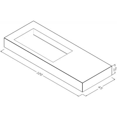 Cristalstone Linea Ideal umywalka 120x45 cm ścienna prostokątna biały U1200-MBLOLC/BO