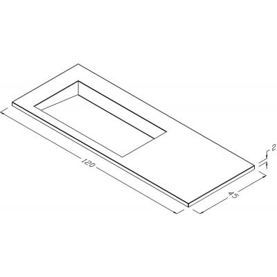 Cristalstone Linea Ideal umywalka 120x45 cm wpuszczana prostokątna biały U1200-MBLOLC/CR/BO