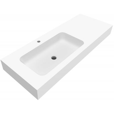 Cristalstone Linea Simpla umywalka 120x45 cm prostokątna ścienna-z blatem biała U1200-MBLOT