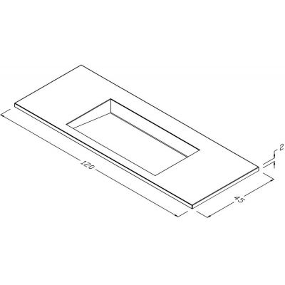 Cristalstone Linea Ideal umywalka 120x45 cm wpuszczana prostokątna biały U1200-MCOLC/CR/BO