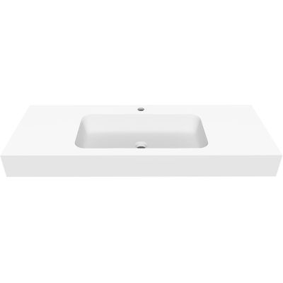 Cristalstone Linea Simpla umywalka 120x45 cm prostokątna ścienna-z blatem biała U1200-MCOT