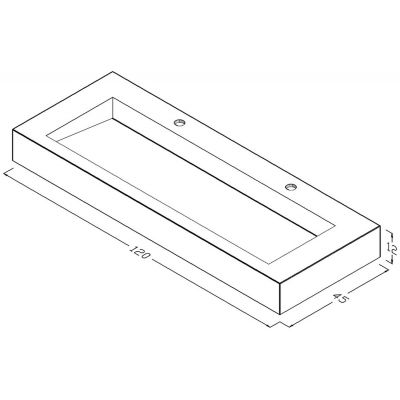 Cristalstone Linea Ideal umywalka 120x45 cm ścienna prostokątna biały U1200-MOLC