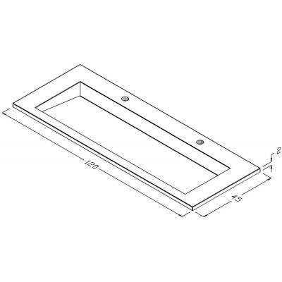 Cristalstone Linea Ideal umywalka 120x45 cm prostokątna wpuszczana biała U1200-MOLC/CR