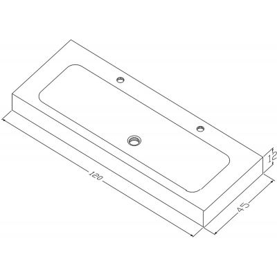 Cristalstone Linea Simpla umywalka 120x45 cm prostokątna ścienna biała U1200-MOT