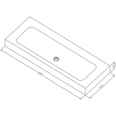 Cristalstone Linea Simpla umywalka 120x45 cm prostokątna ścienna biała U1200-MOT/BO