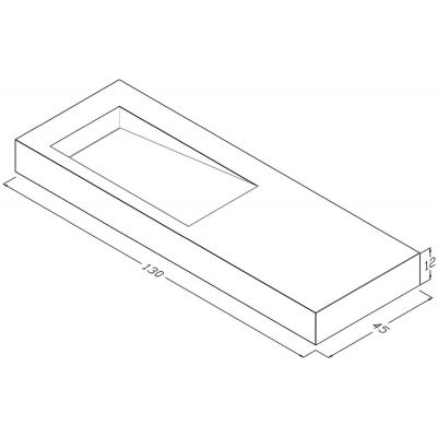 Cristalstone Linea Ideal umywalka 130x45 cm ścienna prostokątna biały U1300-MBLOLB/BO