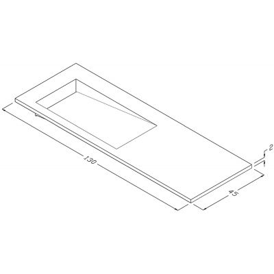 Cristalstone Linea Ideal umywalka 130x45 cm prostokątna wpuszczana-z blatem biała U1300-MBLOLB/CR/BO