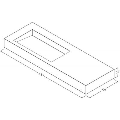 Cristalstone Linea Ideal umywalka 130x45 cm ścienna prostokątna biały U1300-MBLOLC/BO