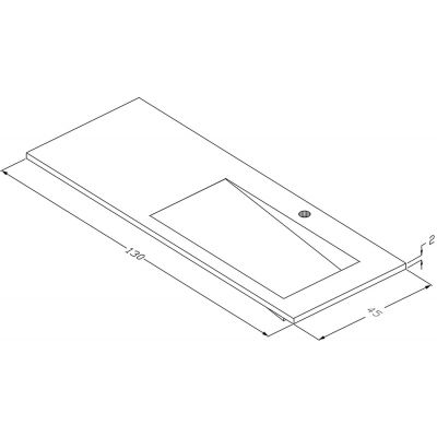 Cristalstone Linea Ideal umywalka 130x45 cm wpuszczana prostokątna biały U1300-MBPOLB/CR