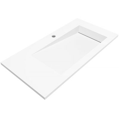 Cristalstone Linea Ideal umywalka 130x45 cm wpuszczana prostokątna biały U1300-MBPOLB/CR