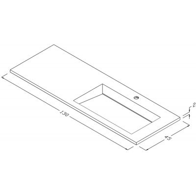 Cristalstone Linea Ideal umywalka 130x45 cm wpuszczana prostokątna biały U1300-MBPOLC/CR