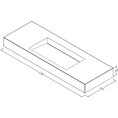 Cristalstone Linea Ideal umywalka 130x45 cm ścienna prostokątna biały U1300-MCOLC/BO