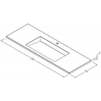 Cristalstone Linea Ideal umywalka 130x45 cm wpuszczana prostokątna biały U1300-MCOLC/CR