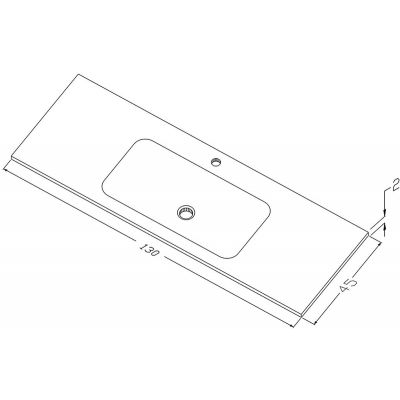 Cristalstone Linea Simpla umywalka 130x45 cm wpuszczana prostokątna biały U1300-MCOT/CR