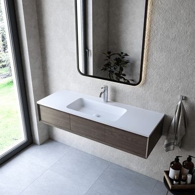 Cristalstone Linea Simpla umywalka 130x45 cm wpuszczana prostokątna biały U1300-MCOT/CR