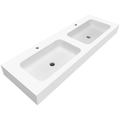 Cristalstone Linea Simpla umywalka 140x45 cm prostokątna ścienna biała U1400-2xMCOT