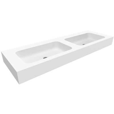 Cristalstone Linea Simpla umywalka 140x45 cm prostokątna ścienna biała U1400-2xMCOT/BO