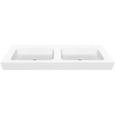 Cristalstone Linea Simpla umywalka 140x45 cm prostokątna ścienna biała U1400-2xMCOT/BO