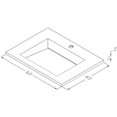 Cristalstone Linea Ideal umywalka 60x45 cm prostokątna wpuszczana biała U600-MCOLC/CR