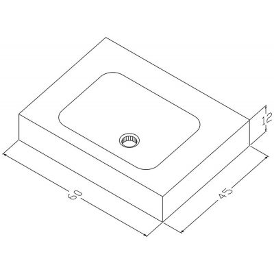 Cristalstone Linea Simpla umywalka 60x45 cm prostokątna ścienna biała U600-MCOT/BO