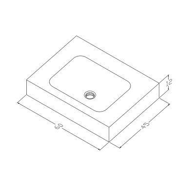 Cristalstone Linea Simpla umywalka 60x45 cm wpuszczana prostokątna biały U600-MCOT/BO