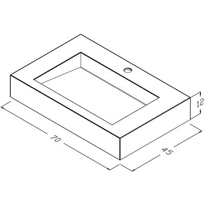 Cristalstone Linea Ideal umywalka 70x45 cm prostokątna ścienna biała U700-MCOLC