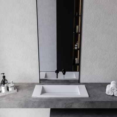 Cristalstone Linea Diago umywalka 70x30 cm prostokątna wpuszczana biała U700-MCOLCW/CR