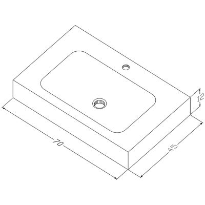 Cristalstone Linea Simpla umywalka 70x45 cm prostokątna ścienna-z blatem biała U700-MCOT