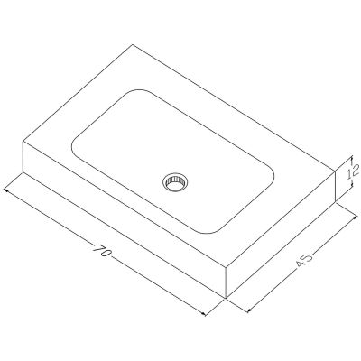 Cristalstone Linea Simpla umywalka 70x45 cm prostokątna ścienna-z blatem biała U700-MCOT/BO