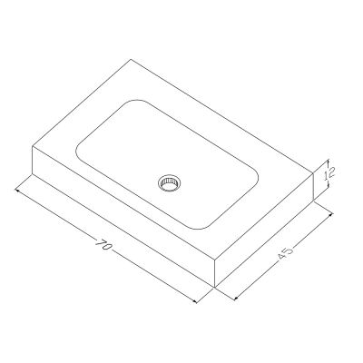 Cristalstone Linea Simpla umywalka 70x45 cm wpuszczana prostokątna biały U700-MCOT/BO