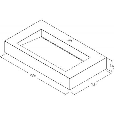 Cristalstone Linea Ideal umywalka 80x45 cm prostokątna ścienna biała U800-MCOLC