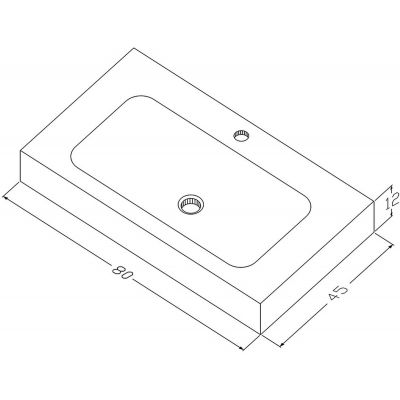 Cristalstone Linea Simpla umywalka 80x45 cm prostokątna ścienna-z blatem biała U800-MCOT