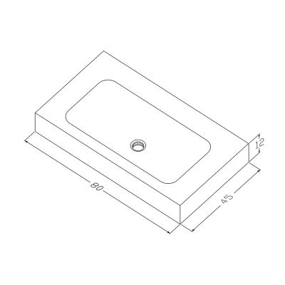 Cristalstone Linea Simpla umywalka 80x45 cm wpuszczana prostokątna biały U800-MCOT/BO
