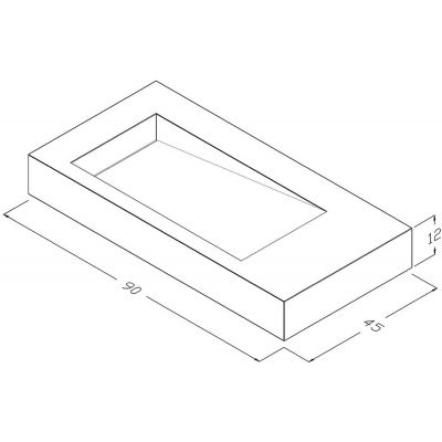 Cristalstone Linea Ideal umywalka 90x45 cm ścienna prostokątna biały U900-MBLOLB/BO