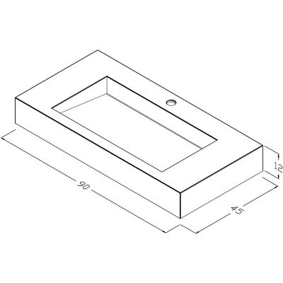 Cristalstone Linea Ideal umywalka 90x45 cm ścienna prostokątna biały U900-MCOLC